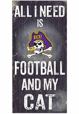 East Carolina Pirates Football and My Cat Sign - Purple