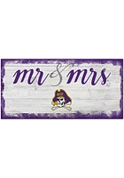 East Carolina Pirates Script Mr and Mrs Sign - Purple
