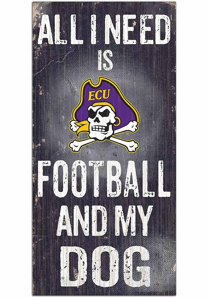 East Carolina Pirates Football and My Dog Sign - Purple