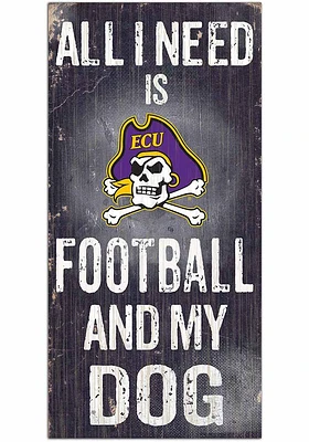 East Carolina Pirates Football and My Dog Sign - Purple
