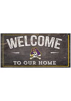 East Carolina Pirates Welcome Distressed Sign - Purple