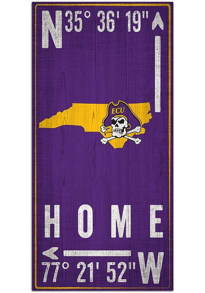 East Carolina Pirates Coordinate Sign - Purple