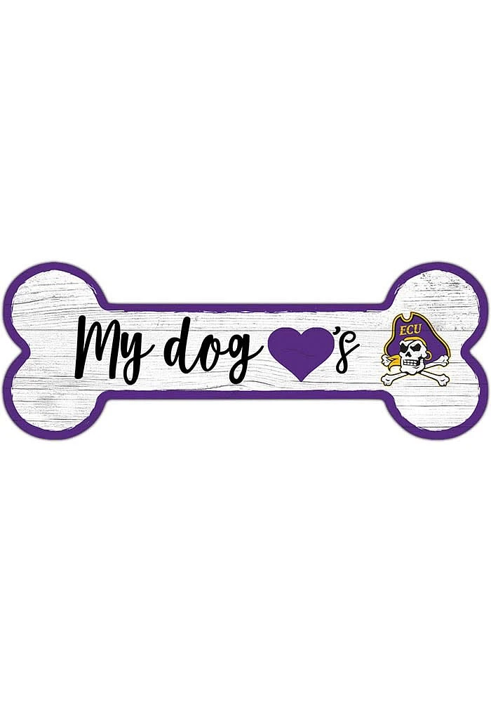 East Carolina Pirates Dog Bone 6x12 Sign - Purple
