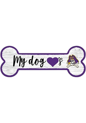 East Carolina Pirates Dog Bone 6x12 Sign - Purple