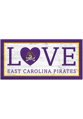 East Carolina Pirates Love 6x12 Sign - Purple
