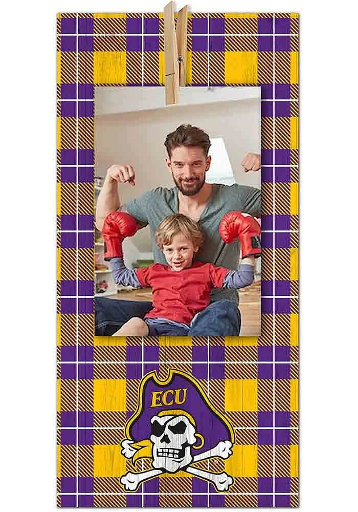 East Carolina Pirates Plaid Clothespin Sign - Purple