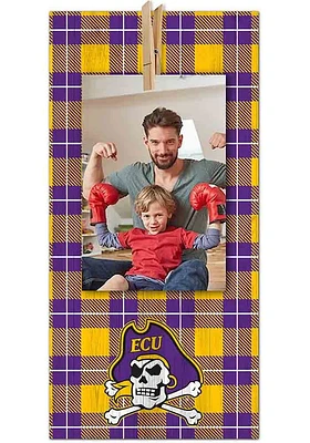 East Carolina Pirates Plaid Clothespin Sign - Purple