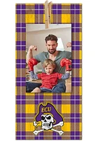 East Carolina Pirates Plaid Clothespin Sign - Purple