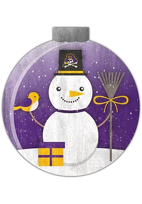 East Carolina Pirates Snowglobe 12 Inch Sign - Purple