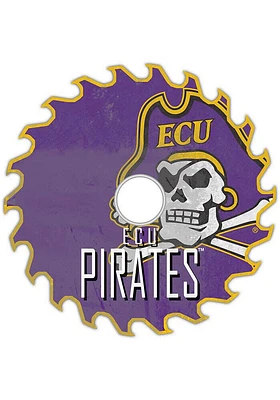 East Carolina Pirates Rust Circular Saw Sign - Purple