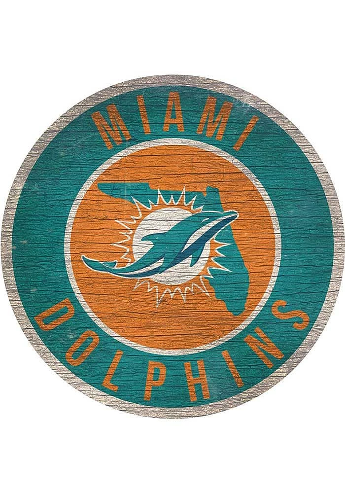 Miami Dolphins 12 in Circle State Sign - Green