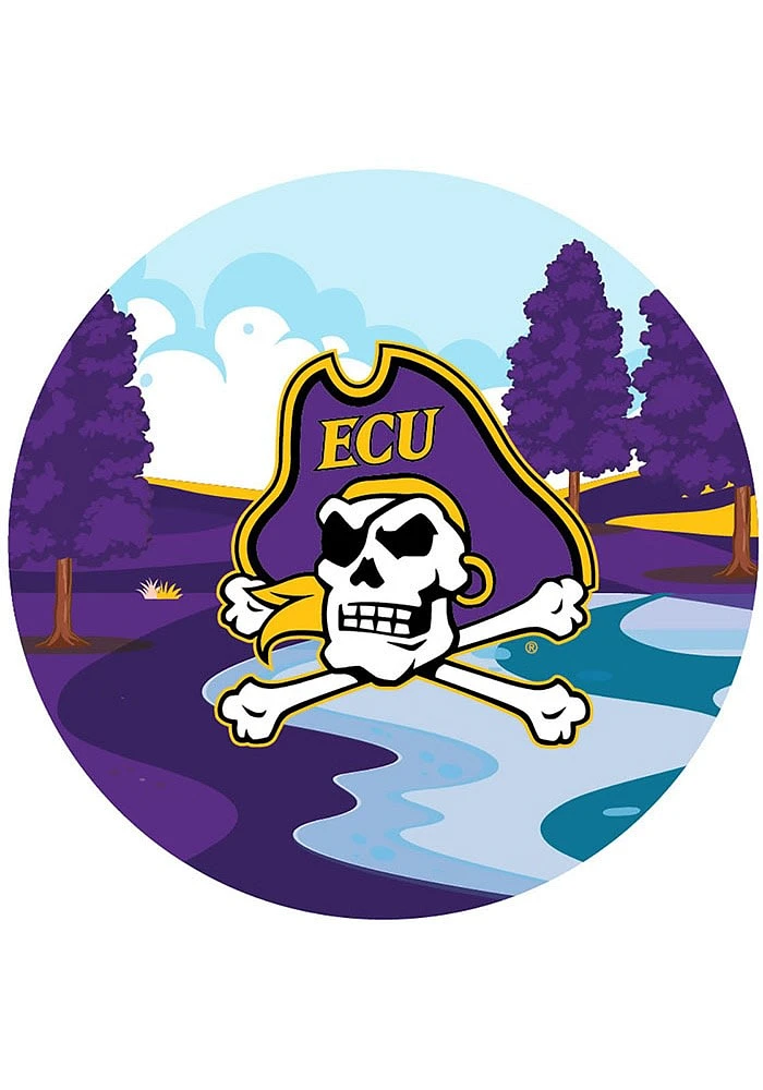 East Carolina Pirates Landscape Circle Sign - Purple