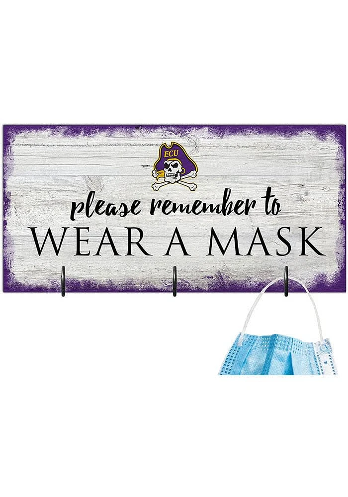 East Carolina Pirates Please Wear Your Mask Sign - Purple