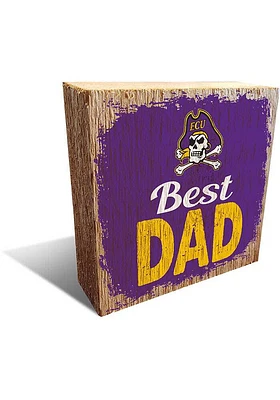 East Carolina Pirates Best Dad Block Sign - Purple