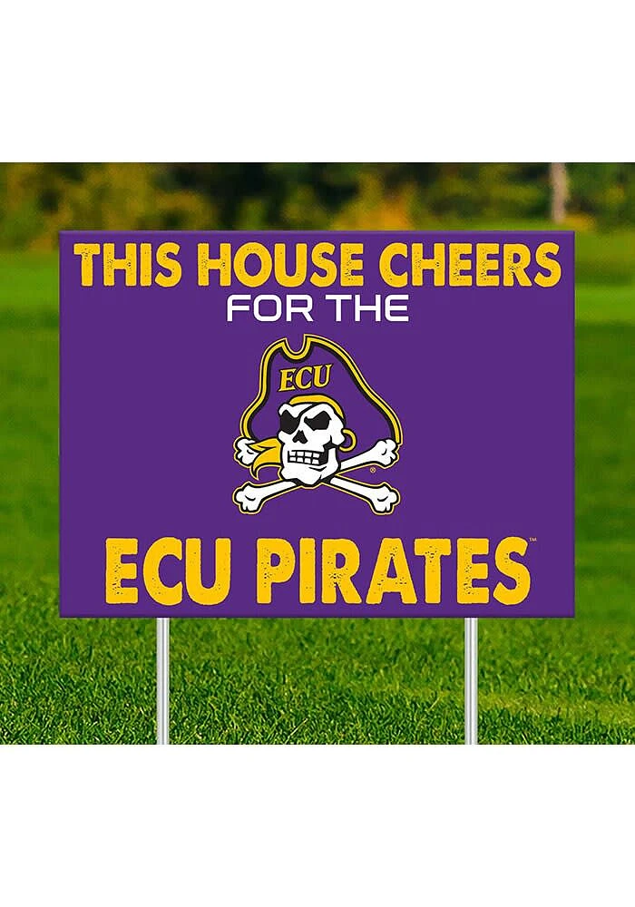 East Carolina Pirates This House Cheers For Yard Sign - Purple