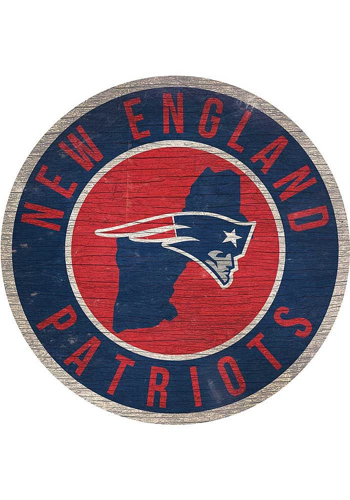 New England Patriots 12 in Circle State Sign - Navy Blue