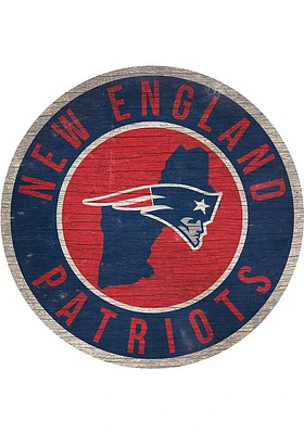 New England Patriots 12 in Circle State Sign - Navy Blue