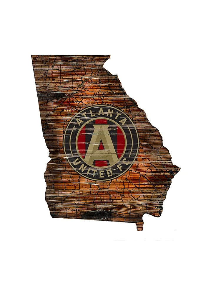 Atlanta United FC Distressed State 24 Inch Sign - Brown