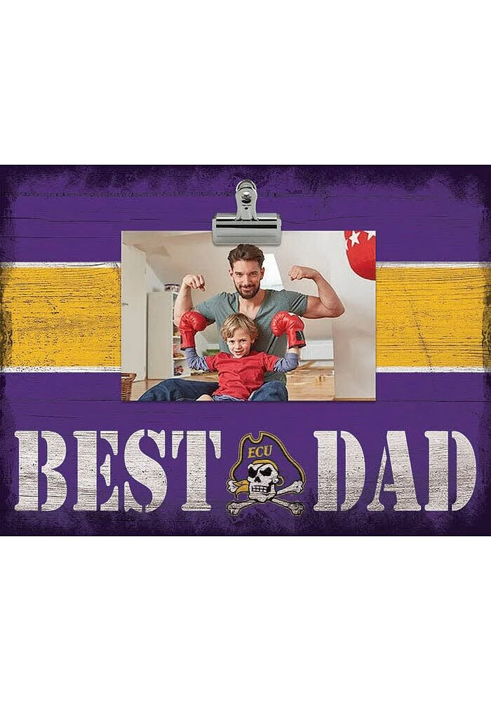 East Carolina Pirates Best Dad Striped Clip Picture Frame - Purple