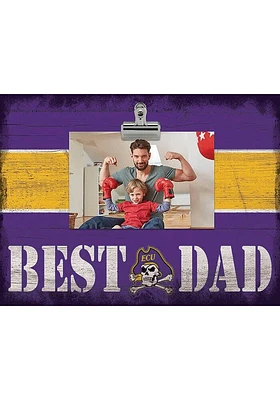 East Carolina Pirates Best Dad Striped Clip Picture Frame - Purple