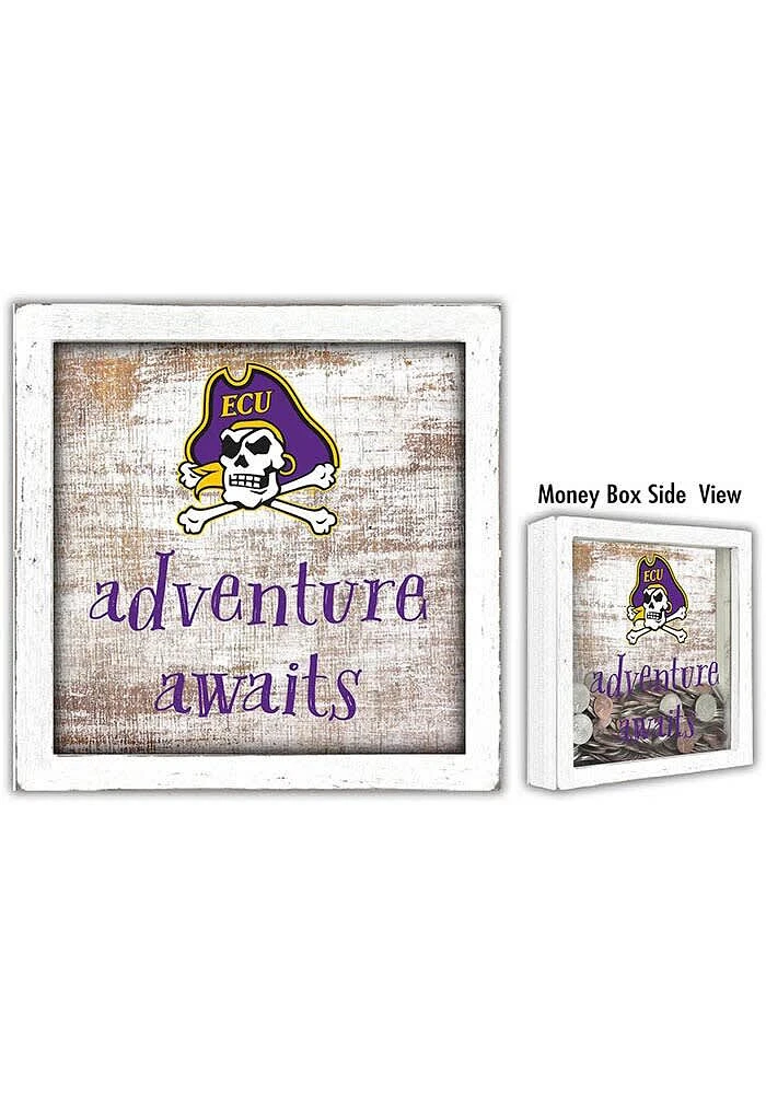 East Carolina Pirates Adventure Awaits Box Sign - Purple