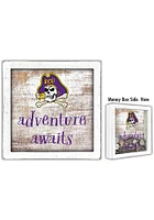 East Carolina Pirates Adventure Awaits Box Sign - Purple