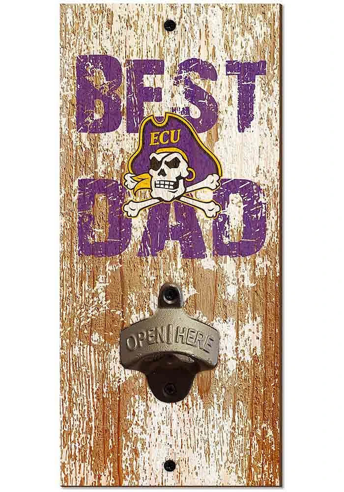 East Carolina Pirates Best Dad Bottle Opener Sign - Purple