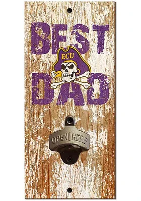 East Carolina Pirates Best Dad Bottle Opener Sign - Purple