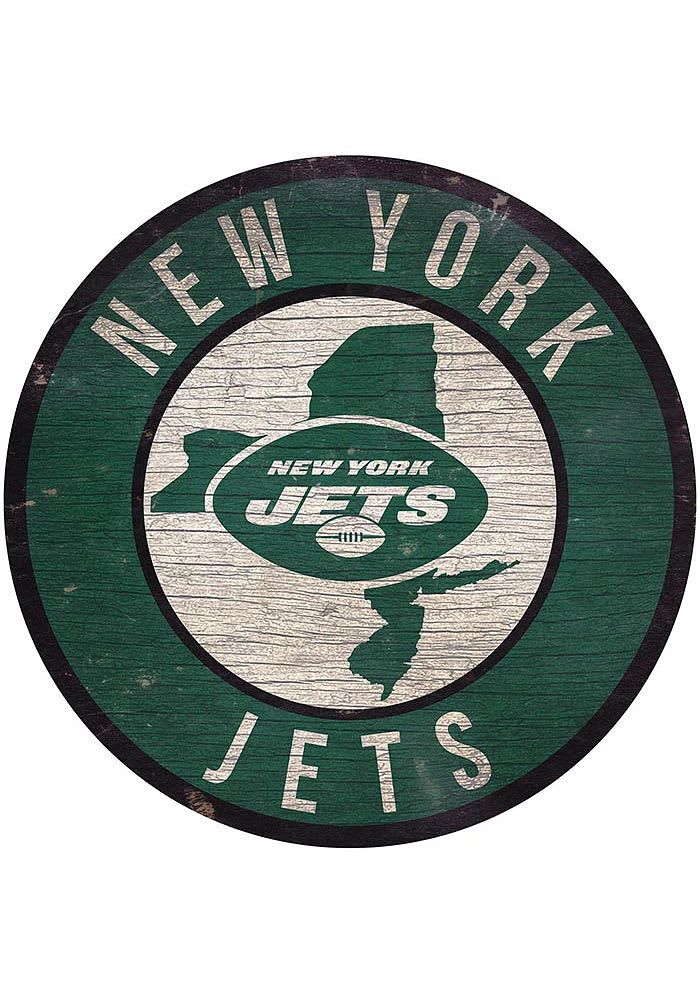New York Jets 12 in Circle State Sign - Green