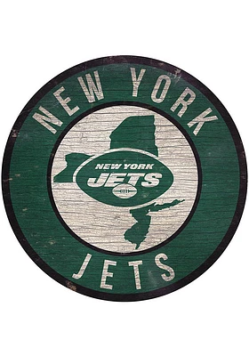 New York Jets 12 in Circle State Sign - Green