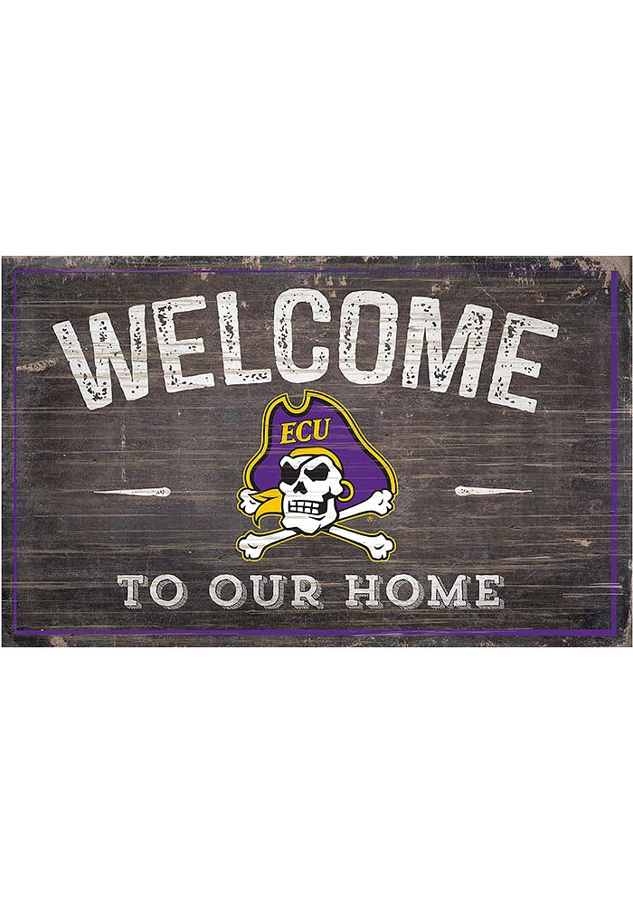 East Carolina Pirates Welcome to our Home Sign - Purple