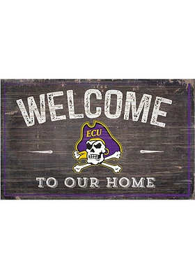 East Carolina Pirates Welcome to our Home Sign - Purple