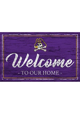 East Carolina Pirates Team Welcome 11x19 Sign - Purple