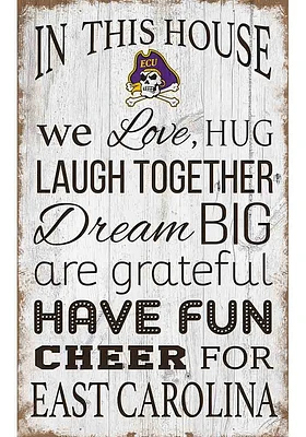 East Carolina Pirates In This House 11x19 Sign - Purple