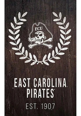 East Carolina Pirates Laurel Wreath Sign - Purple