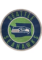 Seattle Seahawks 12 in Circle State Sign - Blue