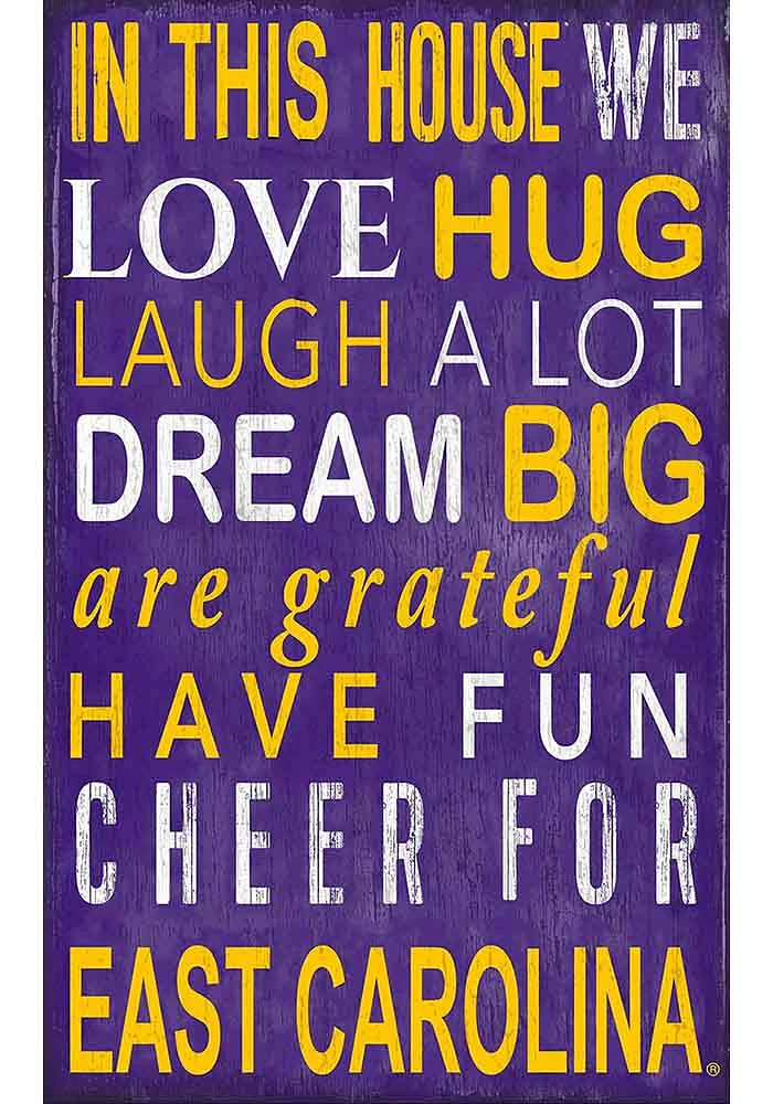 East Carolina Pirates In This House Sign - Purple