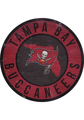 Tampa Bay Buccaneers 12 in Circle State Sign - Black