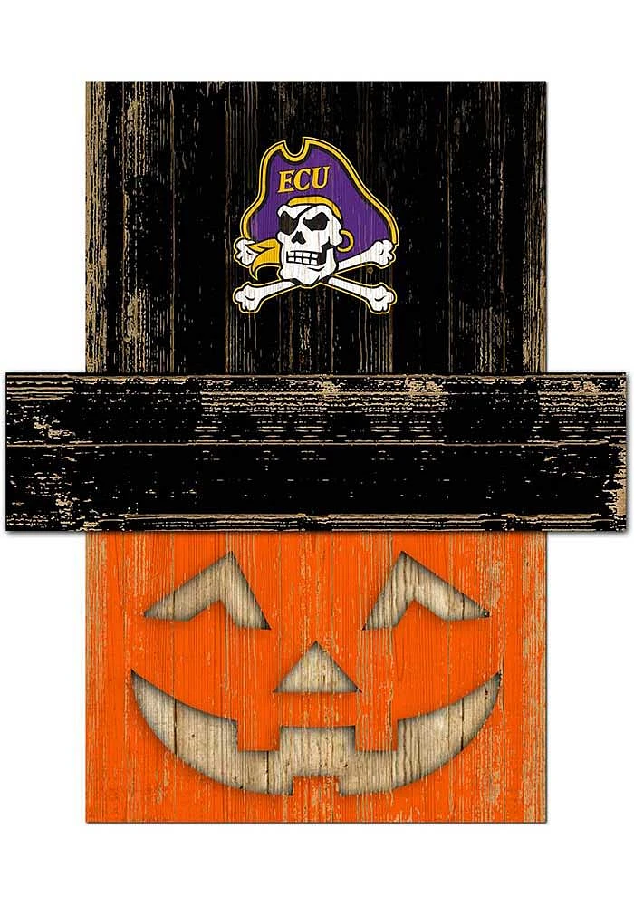 East Carolina Pirates Pumpkin Head Sign - Purple