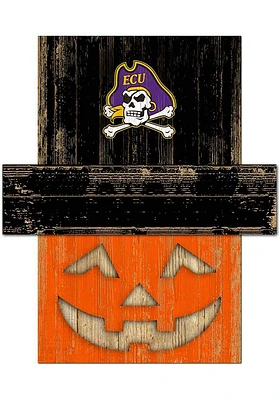 East Carolina Pirates Pumpkin Head Sign - Purple