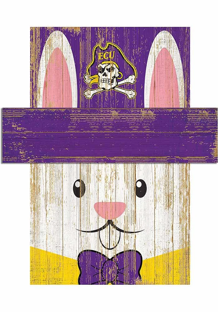 East Carolina Pirates Easter Bunny Head Sign - Purple