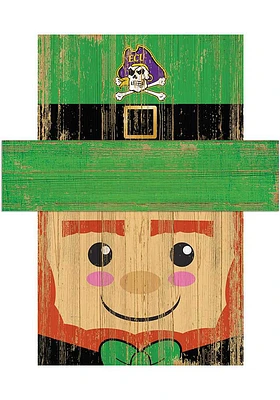 East Carolina Pirates Leprechaun Head Sign - Purple