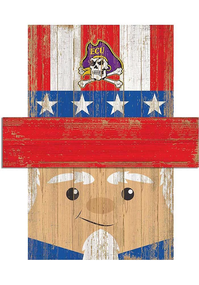 East Carolina Pirates Patriotic Head Sign - Purple