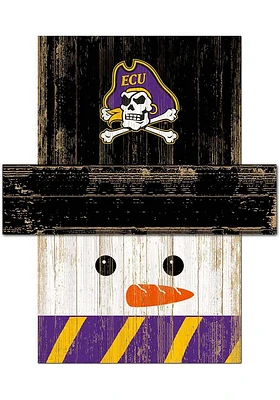 East Carolina Pirates Snowman Head Sign - Purple