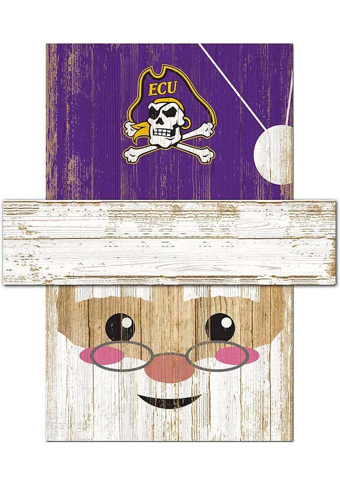 East Carolina Pirates Santa Head Sign - Purple