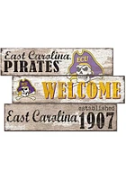 East Carolina Pirates Welcome 3 Plank Sign - Purple