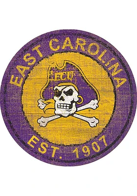 East Carolina Pirates Round Heritage Logo Sign - Purple