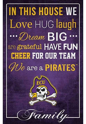 East Carolina Pirates In This House 17x26 Sign - Purple