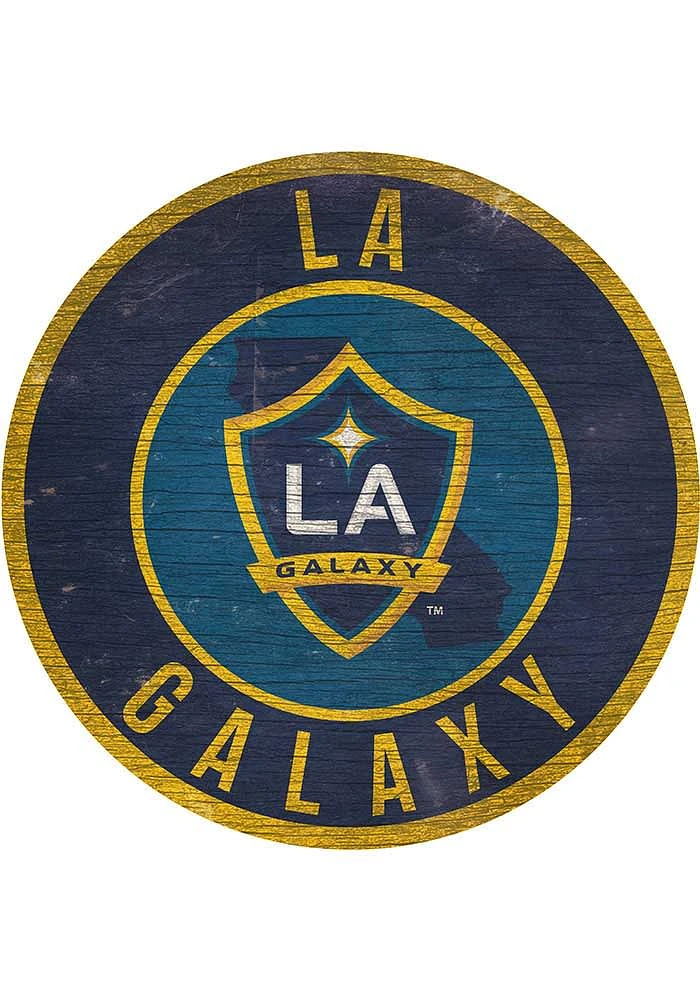 LA Galaxy 12 in Circle State Sign - Black