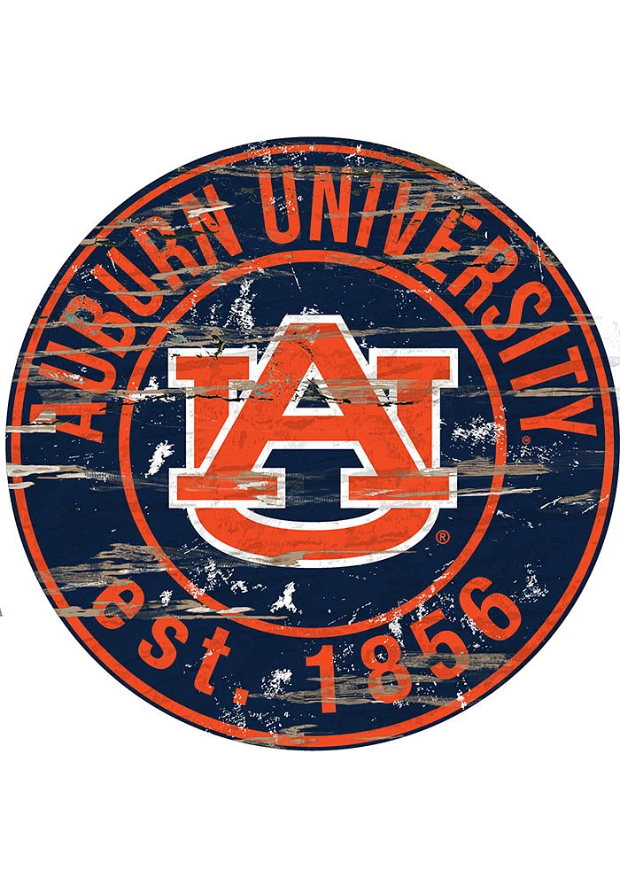 Auburn Tigers Established Date Circle 24 Inch Sign - Blue